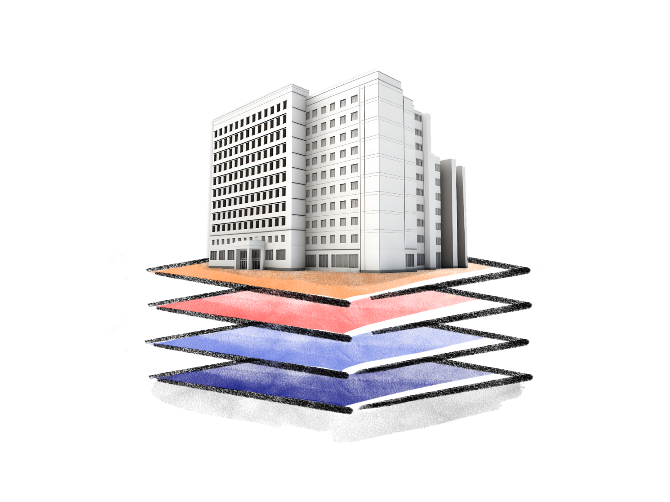 hotel standing on top of color layers